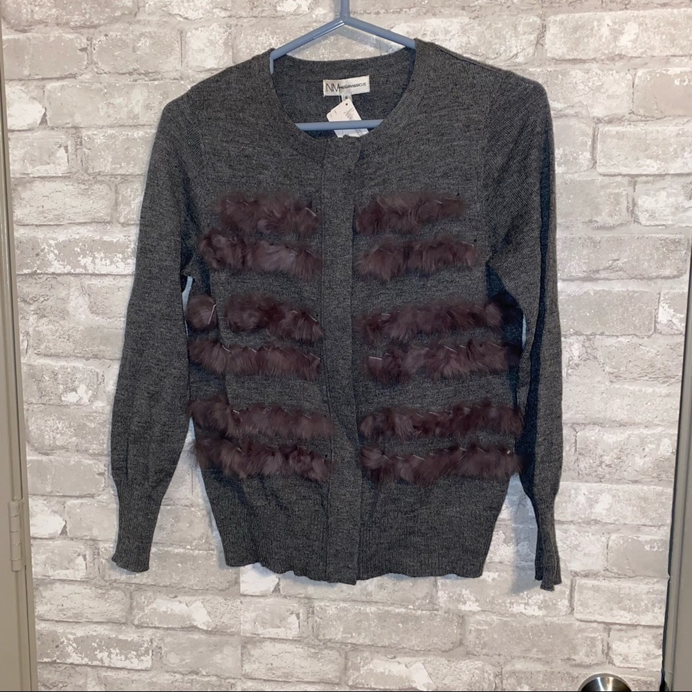Nwt Neiman Marcus Faux Fur zip jacket sz S B4